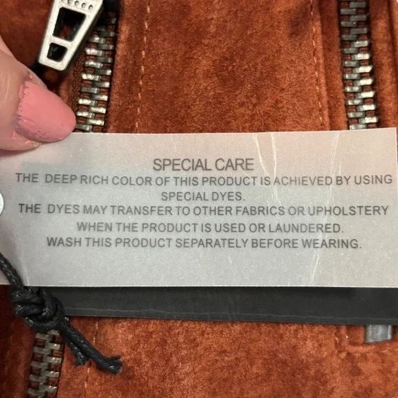 Blank NYC XS Rust Suede Leather Moto‎ Biker Jacket Zip Up Belted Womens NWT - Picture 13 of 13